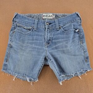 Ariat REAL Denim Womens 30R Medium Wash Embroidered Cut Off Grunge Jean Shorts